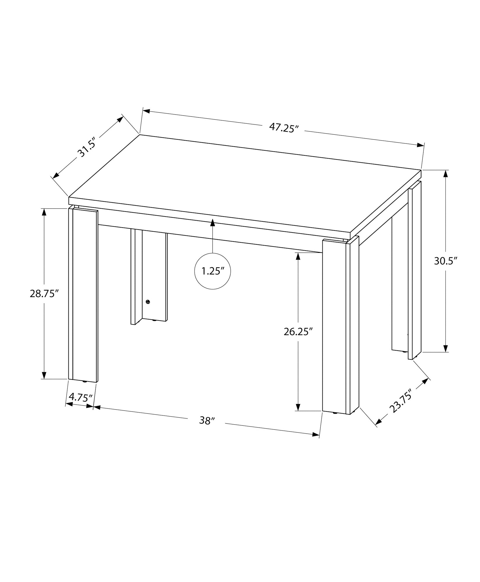 Dining Table, 48" Rectangular, Small, Kitchen, Dining Room, Grey Laminate, Contemporary, Modern Grey Particle Board