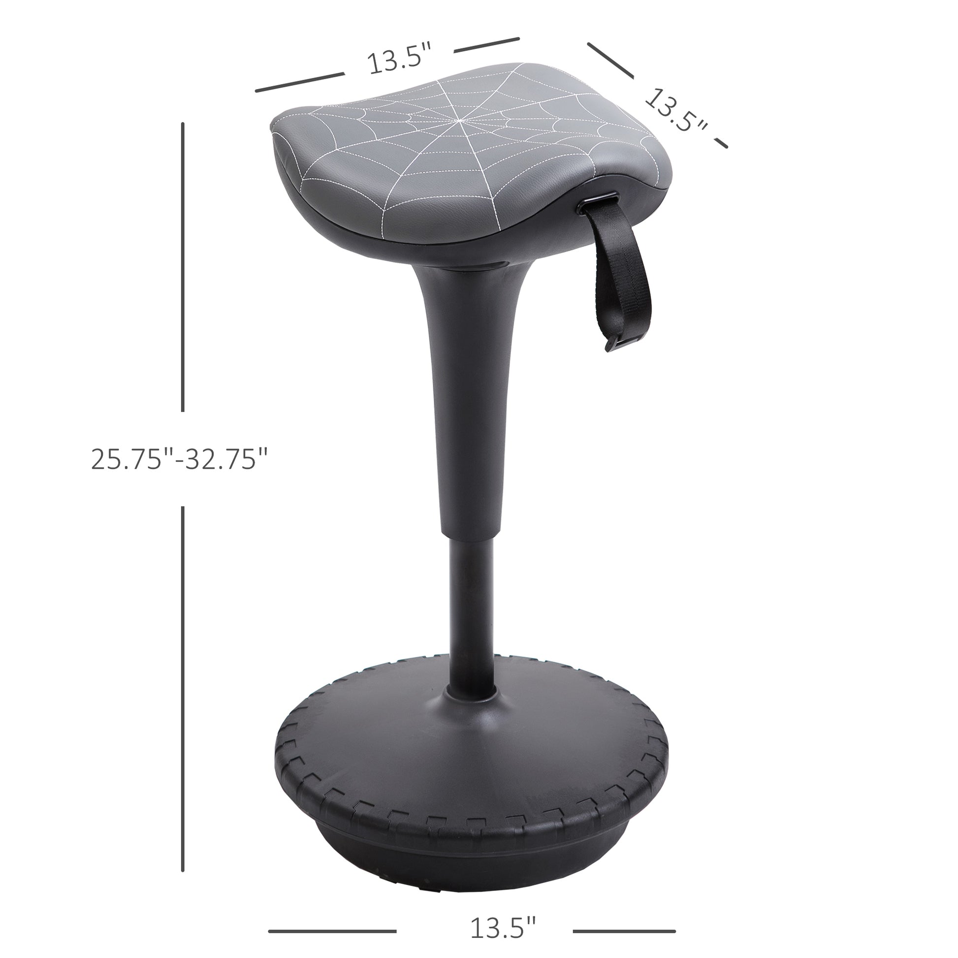 Vinsetto Lift Wobble Stool Standing Chair With 360 Swivel, Tilting Balance Chair With Adjustable Height And Saddle Seat For Active Learning Sitting, Grey Grey Plastic