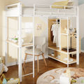 Twin Size Metal Loft Bed With Built In Wardrobe, Desk And Shelves, Black Expected Arrival Time: 9.3 Box Spring Not Required Twin White Metal Mdf Metal