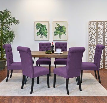 Ashford 7 Piece Dining Set, Hairpin Dining Table With 6 Chairs, 4 Color Options Brown Metal Dining Room Fixed Table Rubberwood Rectangular Dining Table With Chair Wood Wood Brown Seats 6 Rectangular 4 Leg Mdf Metal