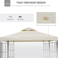 Outsunny 9.8' X 9.8' Gazebo Replacement Canopy, 2 Tier Top Uv Cover For 9.84' X 9.84' Outdoor Gazebo Models 01 0153 & 100100 076, Cream White Top Only White Polyester