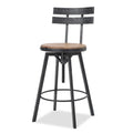 Metal Chair With Wooden Seat Set Of 2 Black Metal & Wood