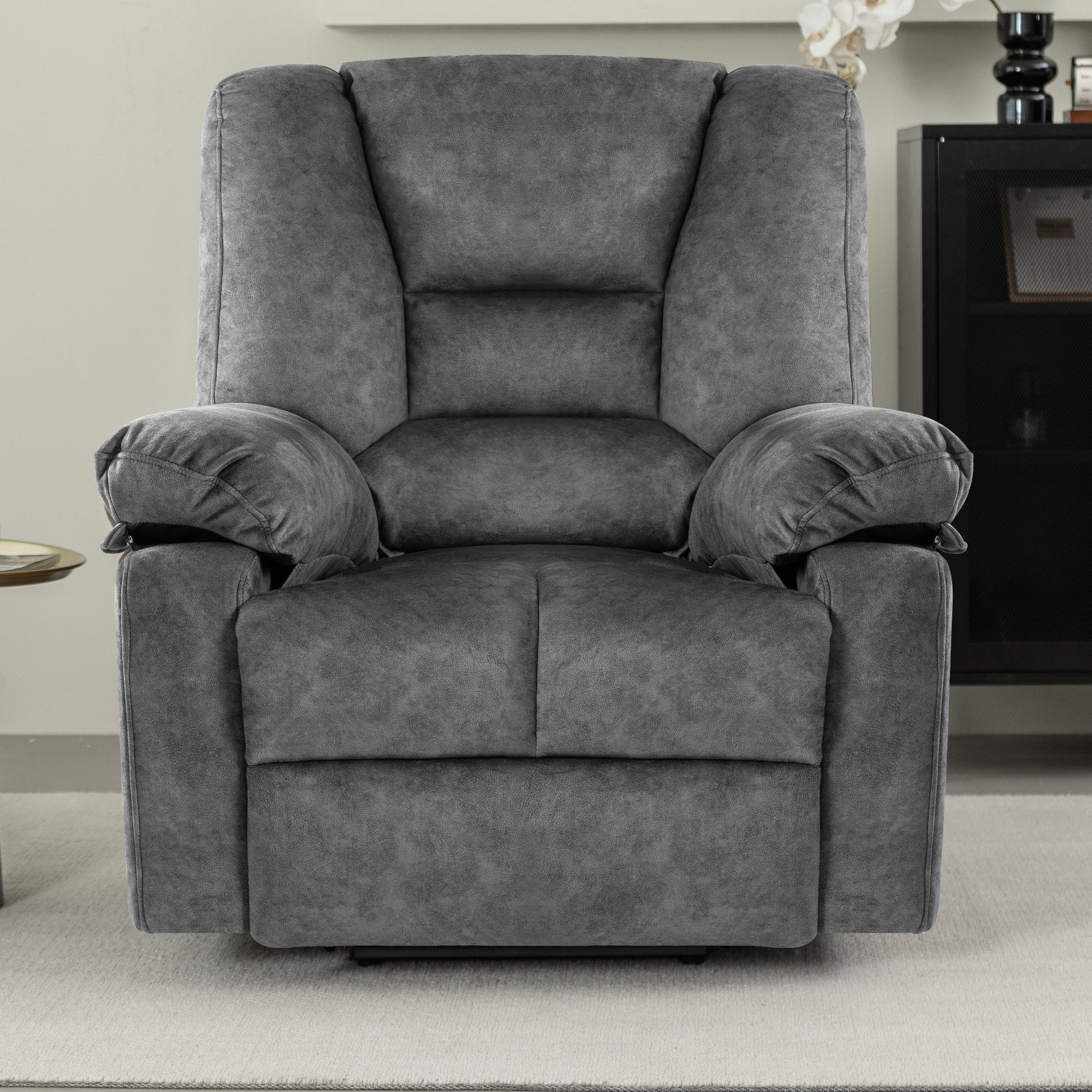 Power Lift Recliner Chair Sofa For Elderly With Massage Grey Velvet Power Remote Metal Primary Living Space Soft Cushion Back Heavy Duty American Design,American Traditional,Classic Pillow Top Arms Foam Velvet