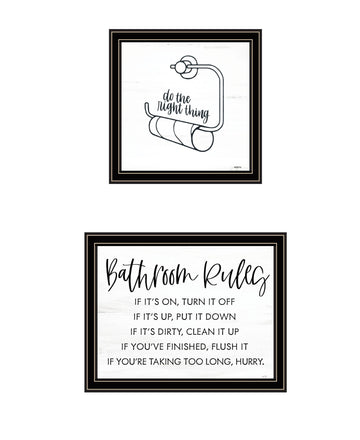 "Bathroom Rules" Framed Wall Art For Bathroom, Wall Art Print For Home Decor, Bathroom Wall Art By Imperfect Dust Multicolor Wood Paper