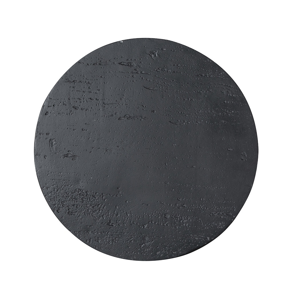 22X22X25.5" Black Round Side Table With Pedestal Base Black Magnesium Oxide