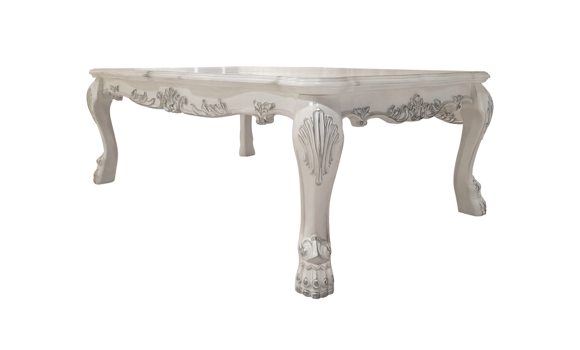 Bone White Coffee Table With Claw Leg White Primary Living Space Traditional Rectangular Wood