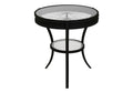 Accent Table, Side, End, Nightstand, Lamp, Round, Living Room, Bedroom, Clear Tempered Glass, Black Metal, Transitional Black Tempered Glass