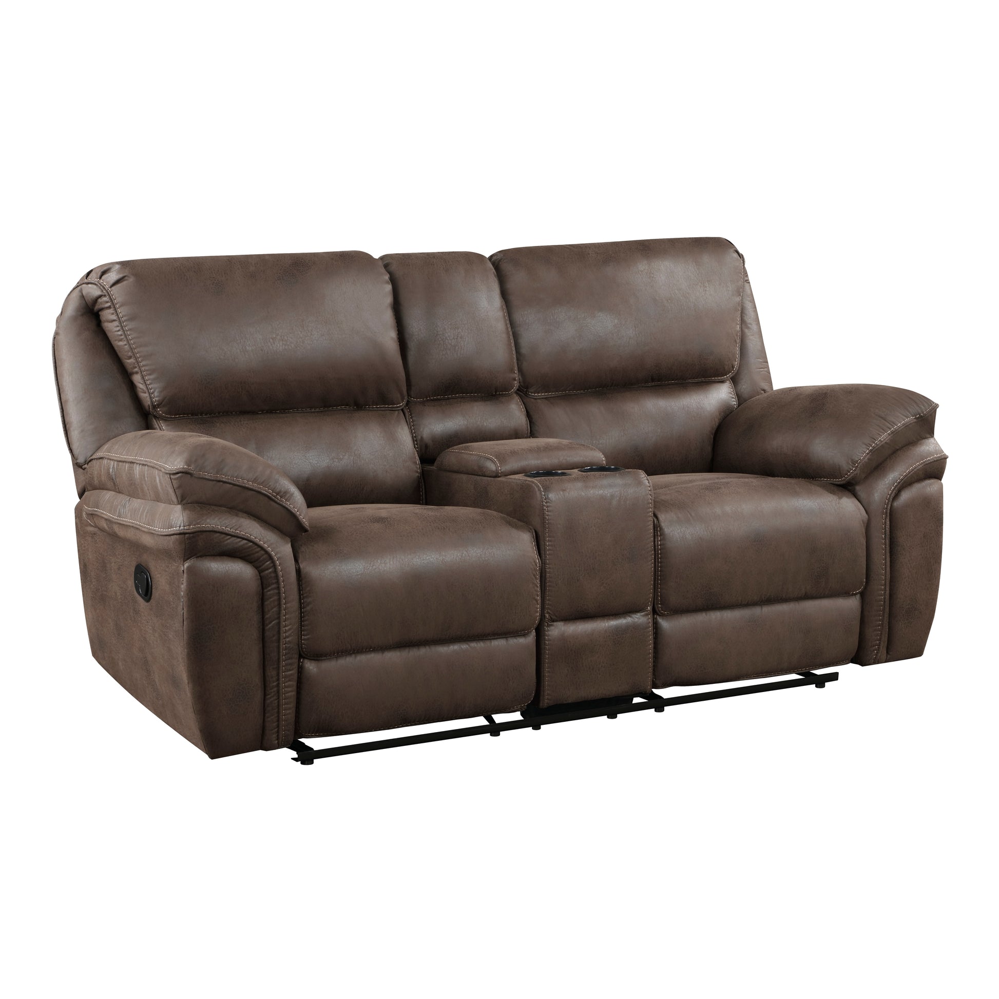 Plush Modern Living Room Sofa Set 2Pc Reclining Sofa And Loveseat Brown Microfiber Upholstery Solid Wood Frame Furniture Brown Microfiber Wood Primary Living Space Modern Plywood,Solid Wood 5 Seat
