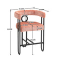 Coolmore Bar Stools Set Of 2, Modern Bar Stool With Back, Black Metal Frames, Upholstered Bar Stools For Kitchen Island, Pub, Club Pink Chenille Pink Foam Chenille