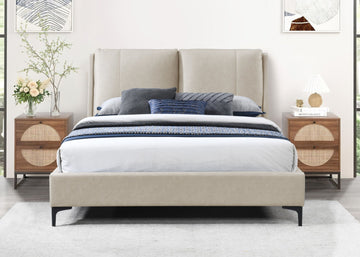 Upholstered Tan King Bed Tan Upholstered