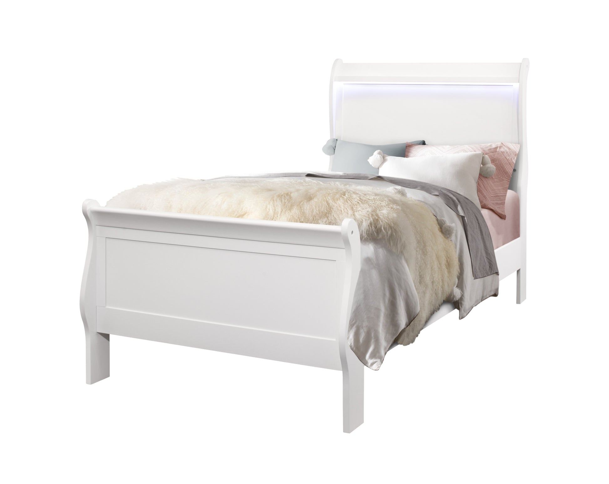 Charlston White Twin Bed White Solid Wood Mdf