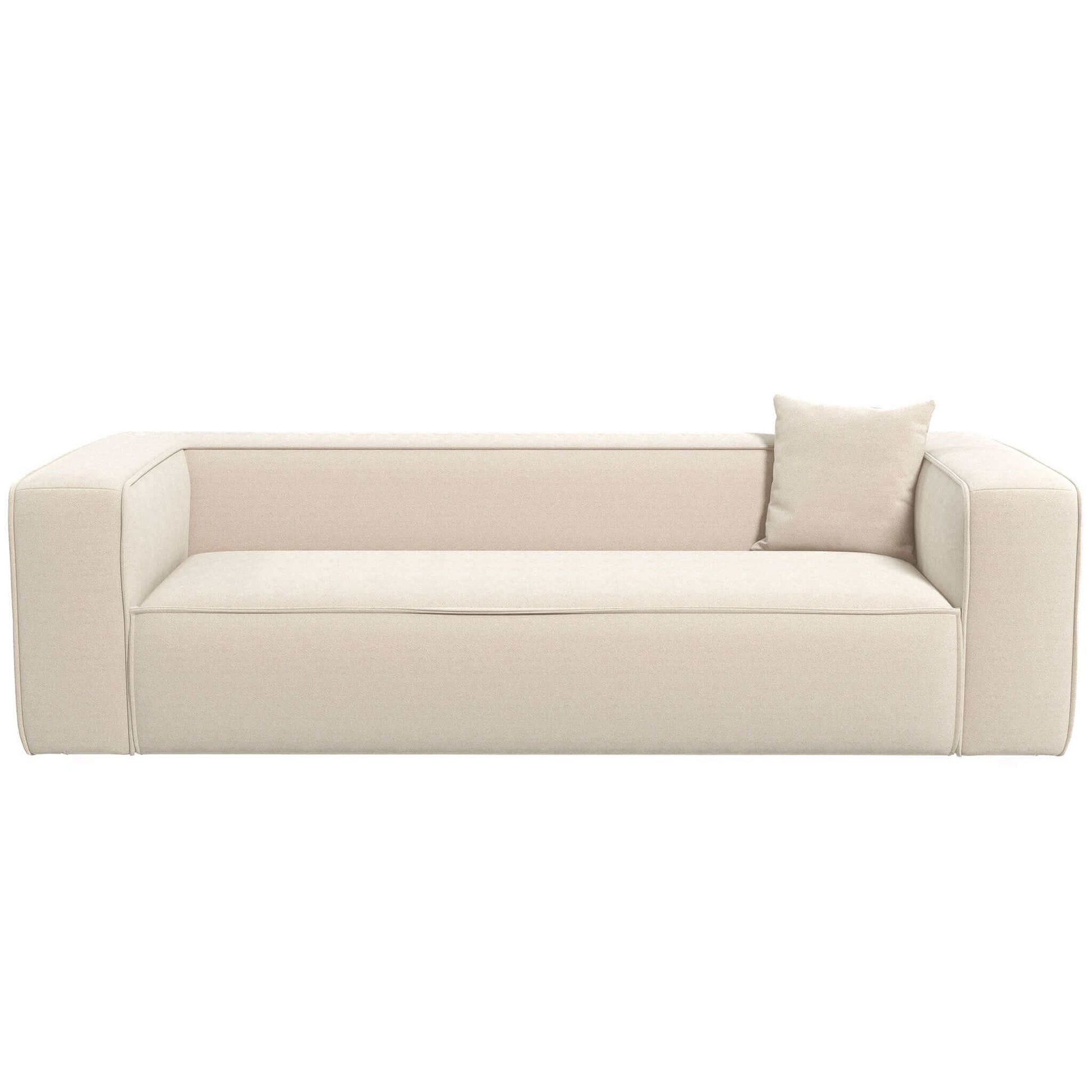 Marshall Modern Cream Boucle Sofa Cream,White Wood Primary Living Space Mid Century Modern Foam Boucle,Solid Wood 3 Seat