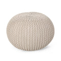 Knited Pouf Beige Cotton