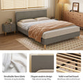 Queen Size Bed, Cotton Linen Fabric, Simple Style, Stable Structure, Easy To Install, Dark Gray Queen Dark Gray Mdf Acacia
