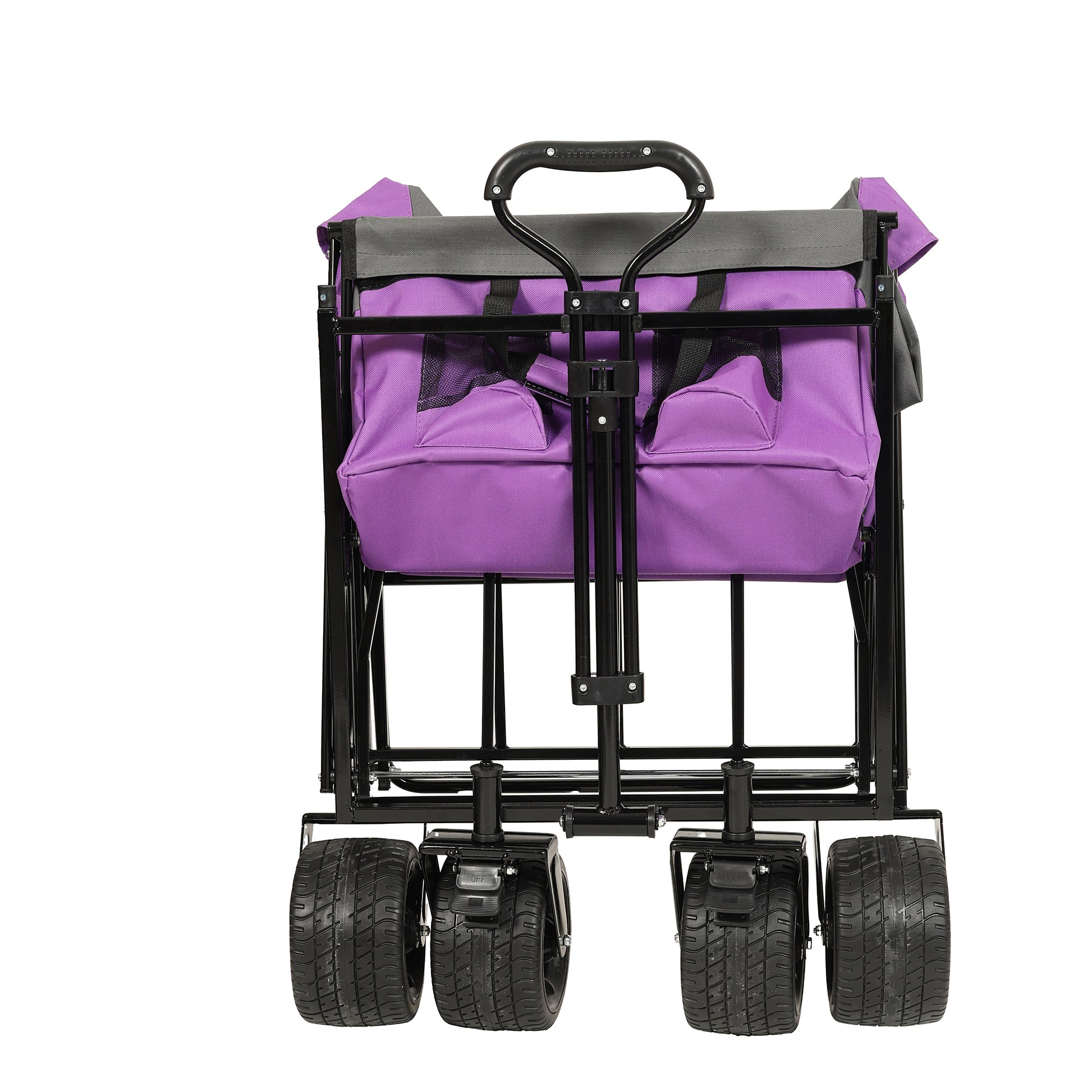 480Lbs Collapsible Wagon With Canopy,Wagon Stroller With 7" All Terrain Wheels, Lightweight Foldable Wagon, Large Capacity For Camping, Shopping, Sports, And Garden Use,Purple With Mosquito Net