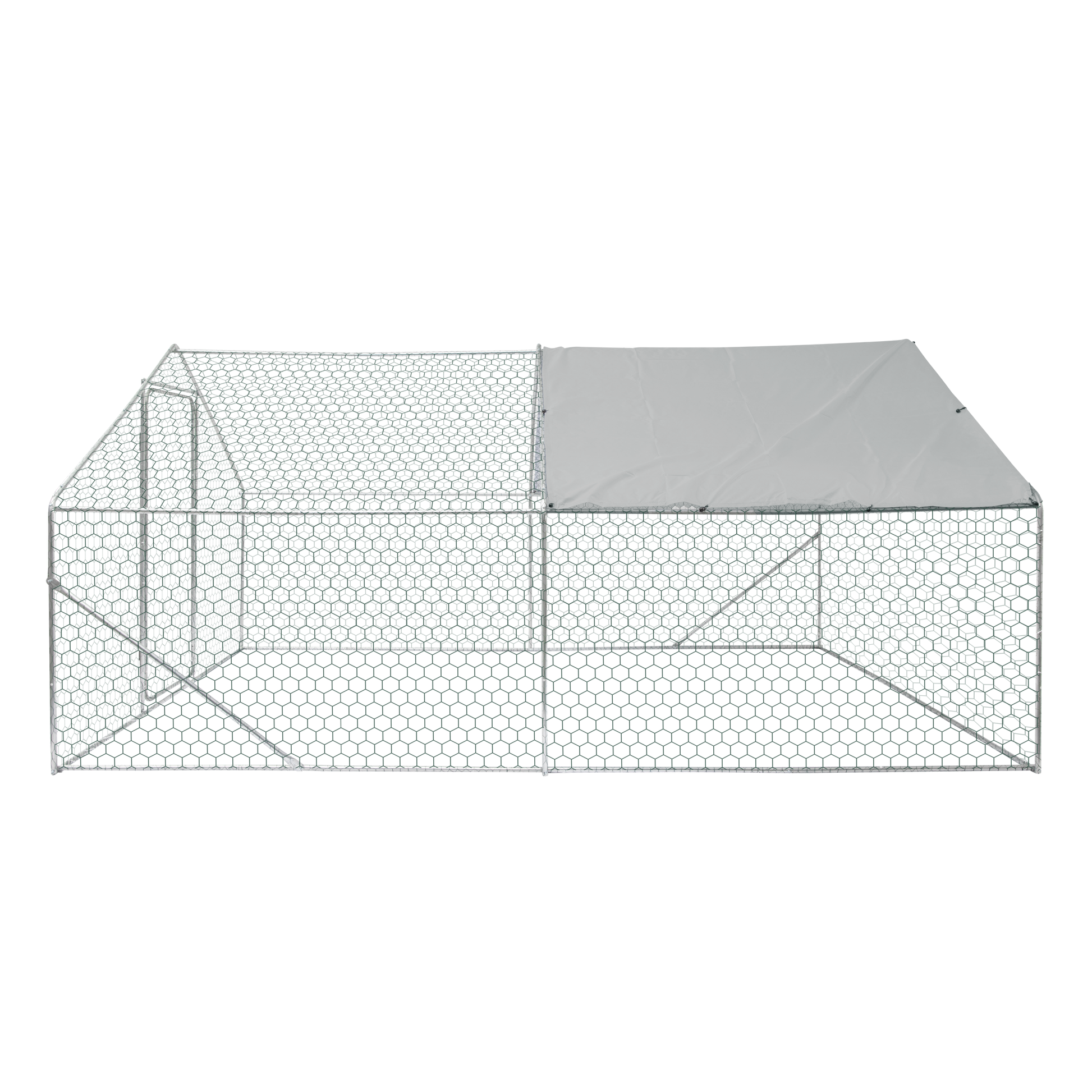 Xpt034 Outdoor Chicken Coop Metal Big Space 13*10*6Ft Silver Grey Metal