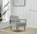 Mid Century Armchair2Pcs, Accent Chair With Wood Legs & Soft Cushion For Living Room, Bedroom, Home Office, Study, Grey Gray Foam Wood Fabric