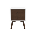 Caroline Mid Century Modern Style White Night Stand 2 Drawer Dark Brown,White Brown 2 Drawers Bedroom With Legs Mid Century Modern Solid Wood Walnut Solid Wood