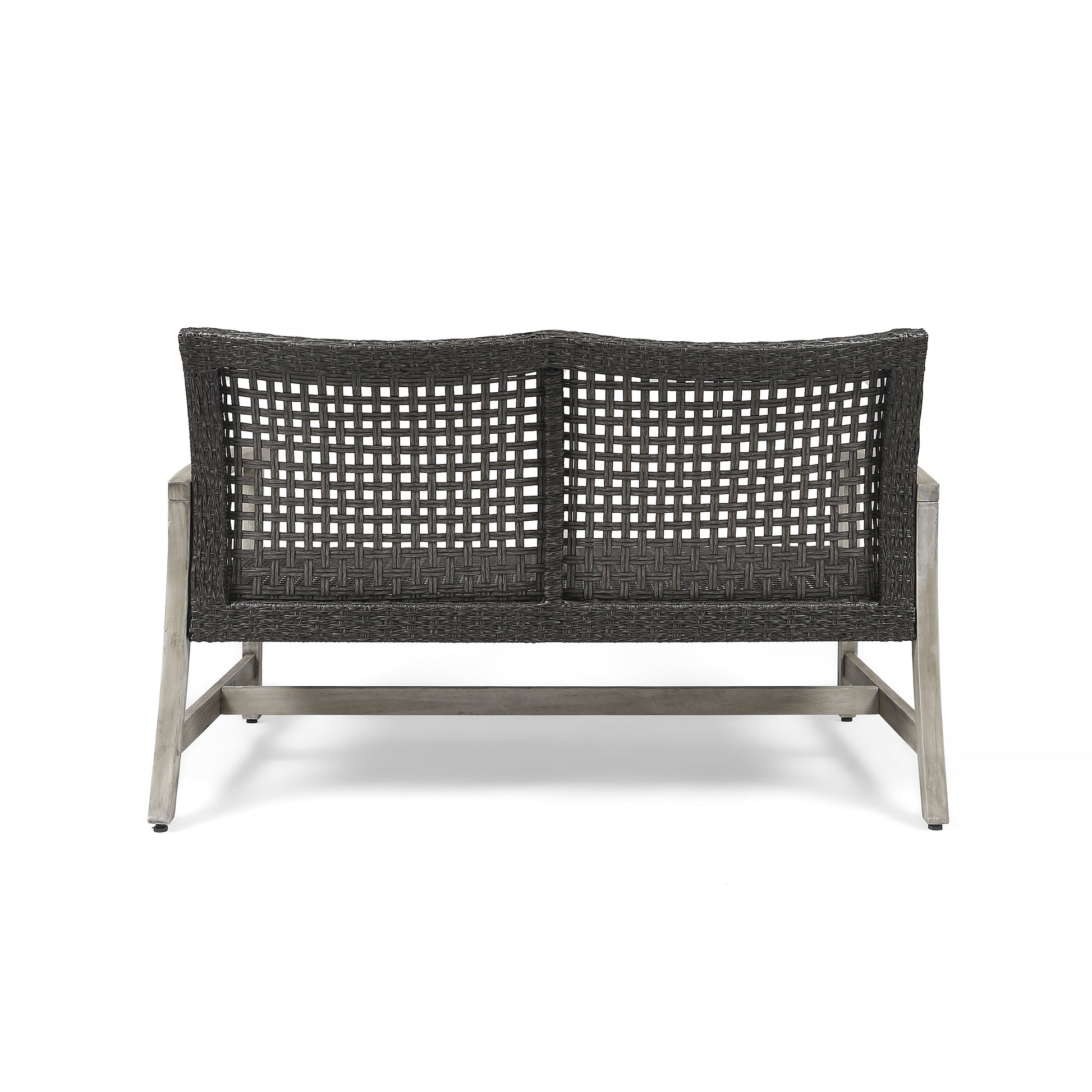 Hampton Wood Wicker Seat Grey Metal & Wood