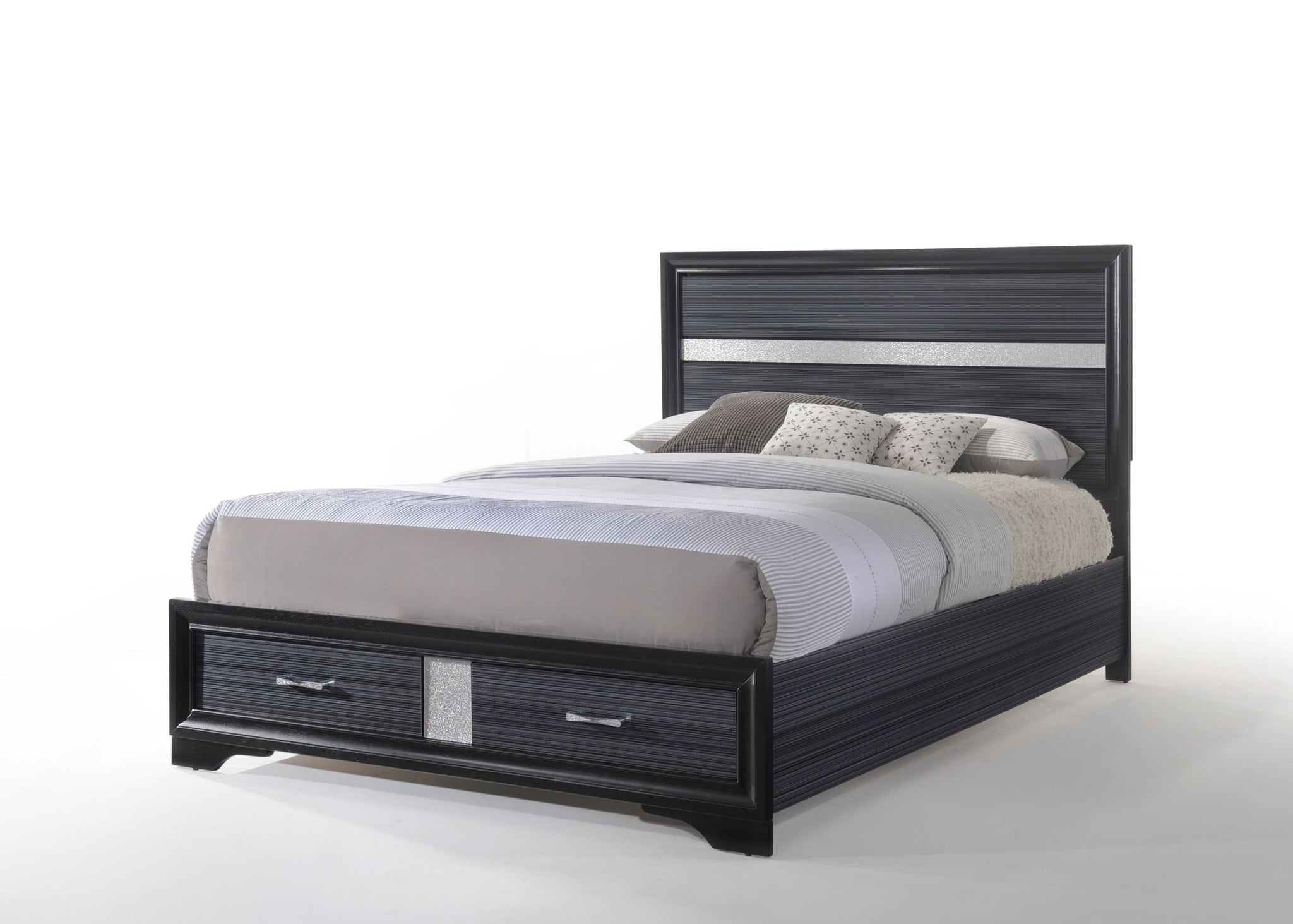 Black Queen Bed With Storage Box Spring Required Queen Black Wood Contemporary Wood