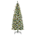 Homcom 6Ft Pre Lit Snow Dipped Artificial Christmas Tree With Realistic Branches, 300 Led Lights, Pine Cones, Red Berries And 618 Tips Green Pvc