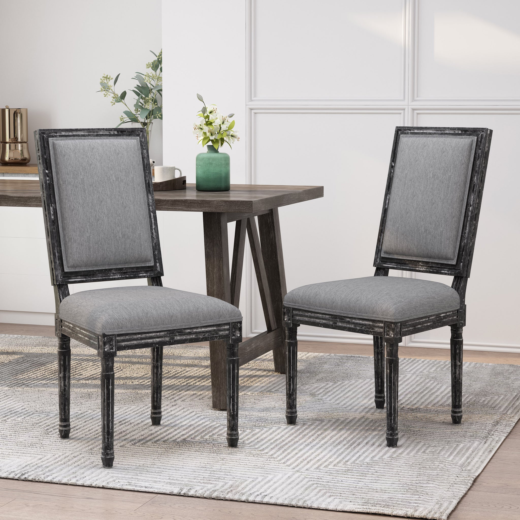 Dining Chair Grey Fabric