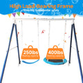 Kids Metal Swing Set For Backyard Outdoor Playground Two Functional Swing Set For Kids Outdoor Equipment Antique Blue 200 Lbs & Over Modern 5 To 8 Years Metal Outdoor