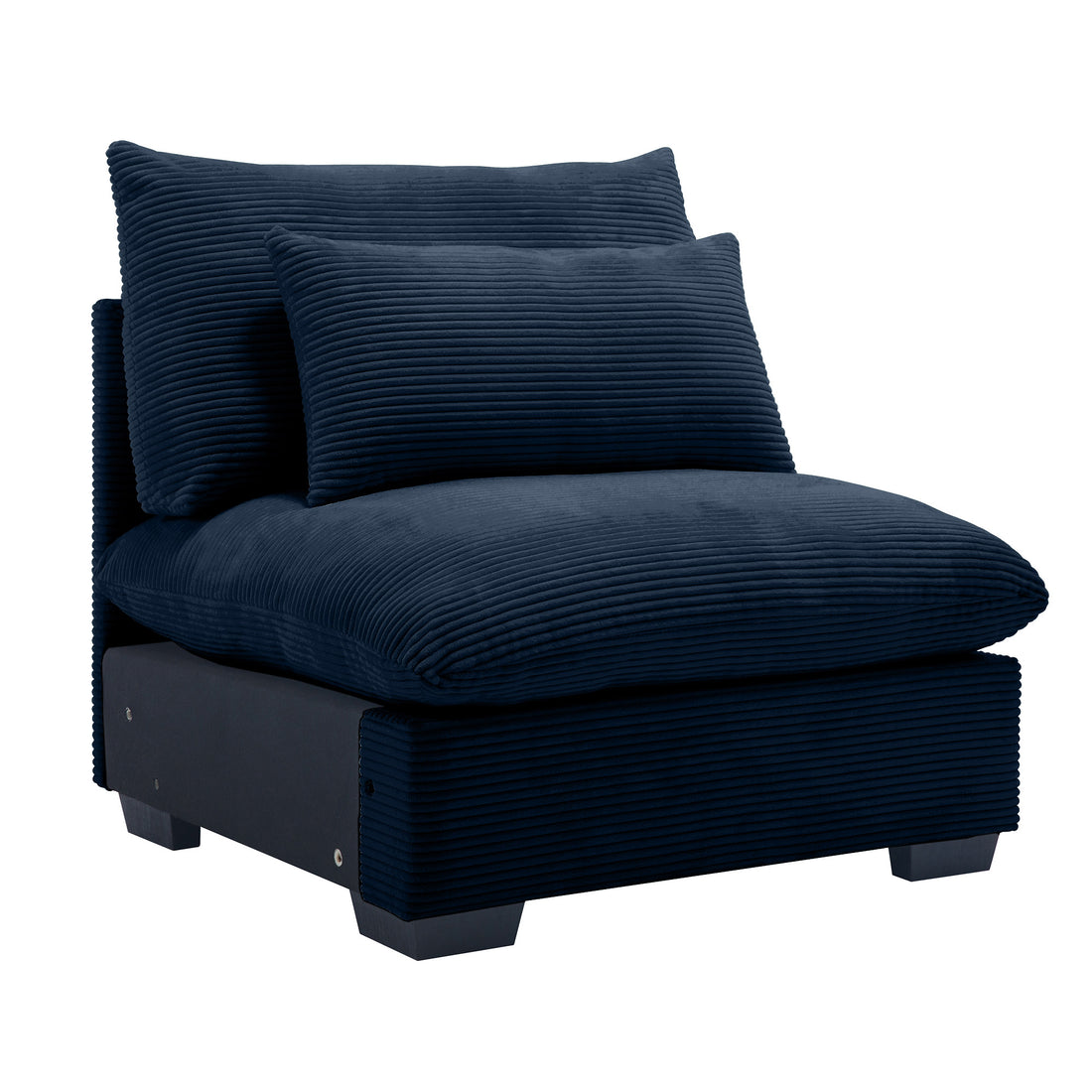 Armless Sofa For Flexible Combination To Become 2 Seater 3 Seater 4 Seater Sofa Armless Sofa With Delicate And Soft Corduroy Fabric, High Resilience Sponge And Waist Pillow, Blue Blue Corduroy 1