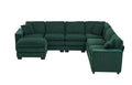 Modern U Shaped 6 Seat Sectional Sofa Couch With One Ottoman And Three Toss Pillows ,Modular Sofa For Living Room,Corduroy Sofa Green Corduroy 7 Seat