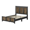 Farmhouse Wooden Platform Full Size Bed, Modern Platform Bed With Wooden Strip Decoration, Plywood Slats Support, Black Full Black Particle Board
