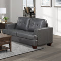 Modern Design 2Pc Sofa Set Premium Faux Leather Upholstery Gray Sofa Loveseat Comfort Tufted Detail Solid Wood Frame Living Room Furniture Gray Faux Leather Wood Primary Living Space Modern Faux Leather 5 Seat
