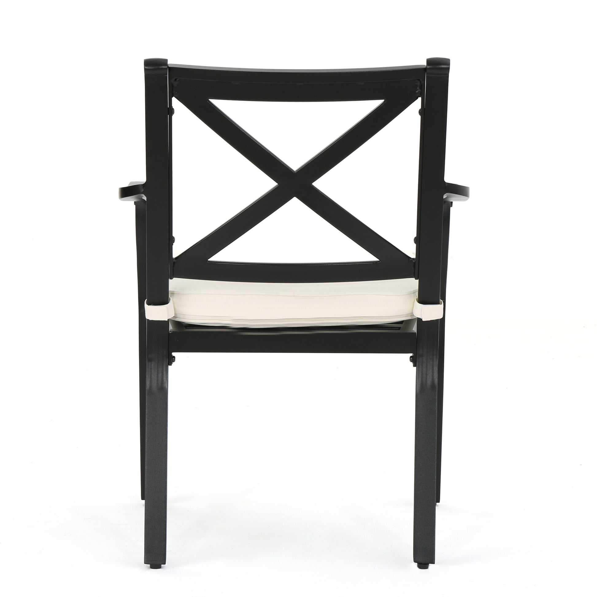 2Pc Dining Chair Black Ivory Aluminum