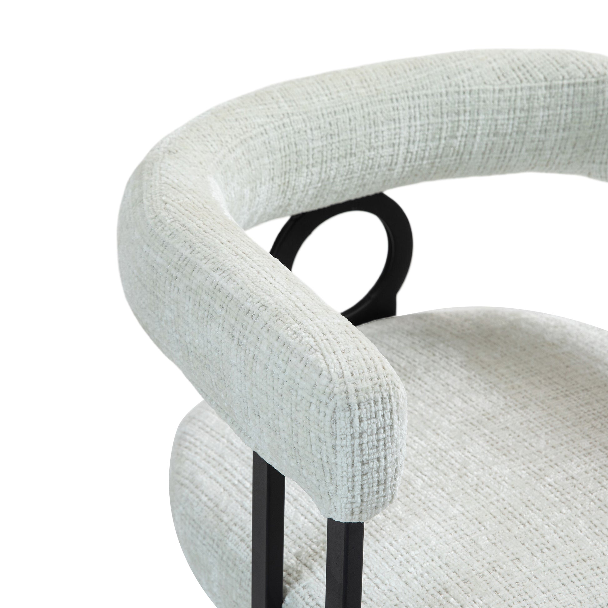 Coolmore Bar Stools Set Of 2, Modern Bar Stool With Back, Black Metal Frames, Upholstered Bar Stools For Kitchen Island, Pub, Club Beige Chenille Beige Foam Chenille