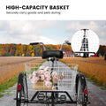 A24631 Adult Tricycles, 1 Speed Adult Trikes 24 Inch 3 Wheel Bikes, Three Wheeled Bicycles Cruise Trike With Shopping Basket For Seniors, Women, Men Black Carbon Steel