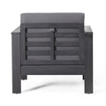 Set Of 2 Outdoor Acacia Wood Club Chairs With Cushions, Dark Gray, 27.75