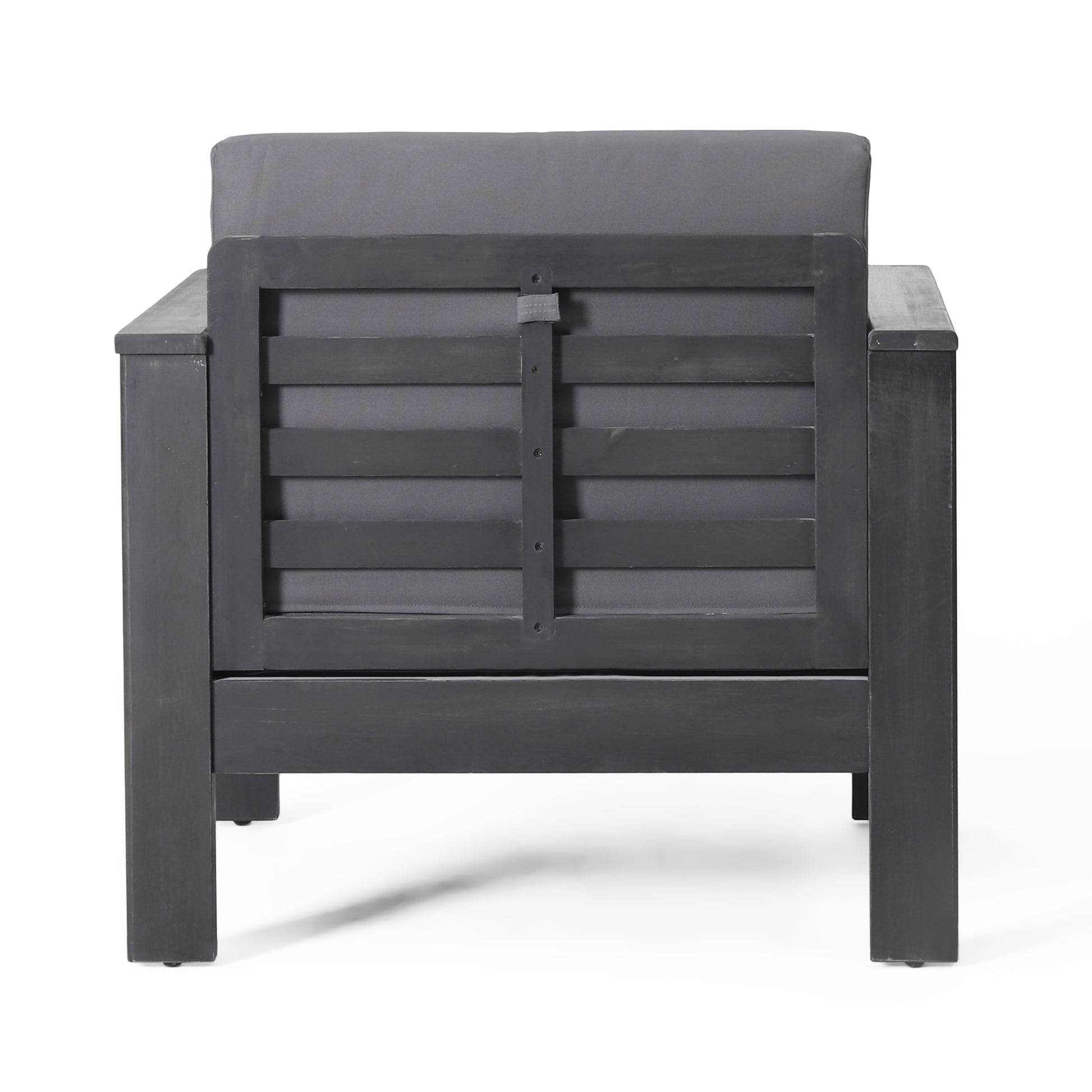 Set Of 2 Outdoor Acacia Wood Club Chairs With Cushions, Dark Gray, 27.75"D X 32"W X 27.75"H Yes Grey Foam Acacia Wood