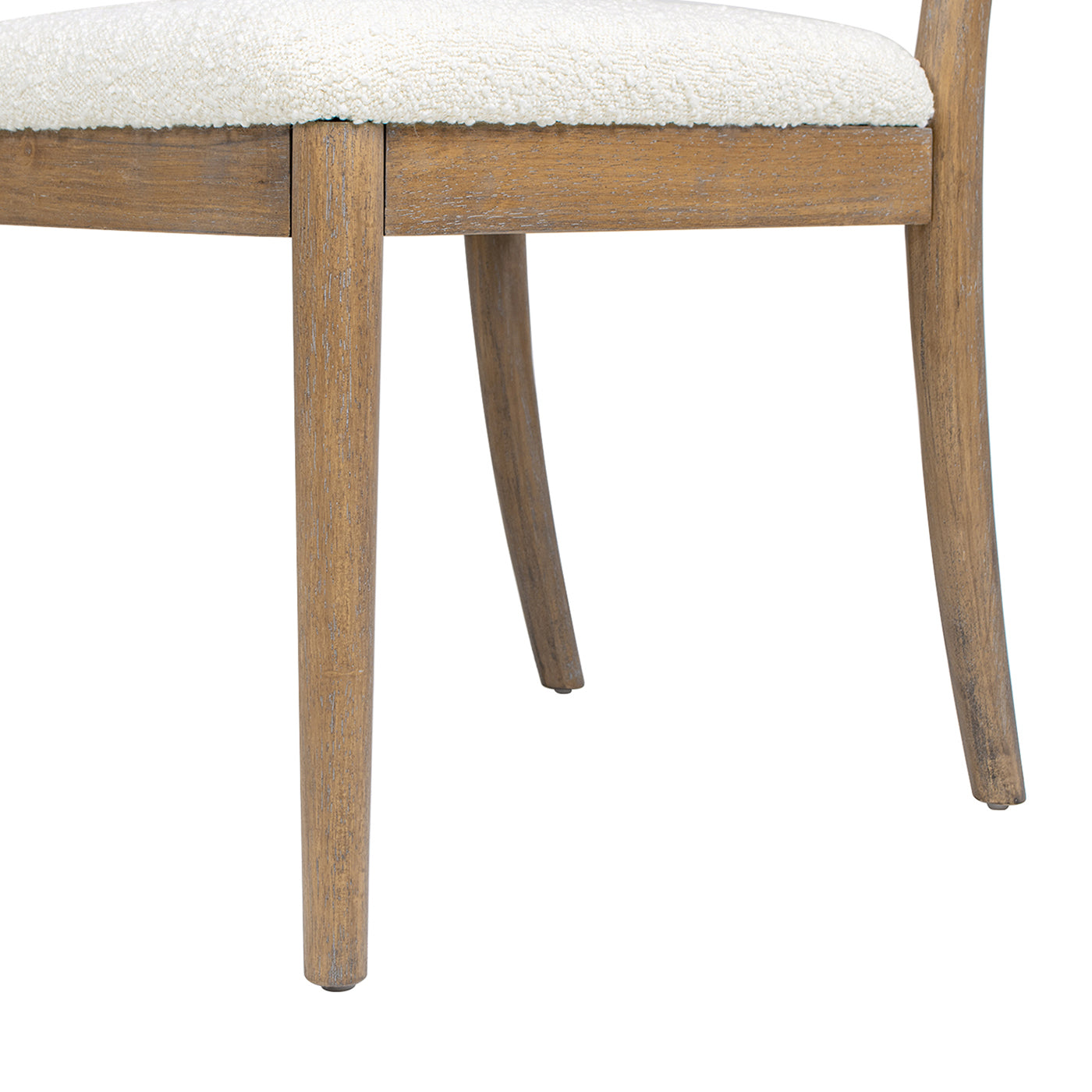 Leon Arched Back Wood & Upholstered Dining Chair, Set Of 2, Ivory White Boucle White Foam Boucle