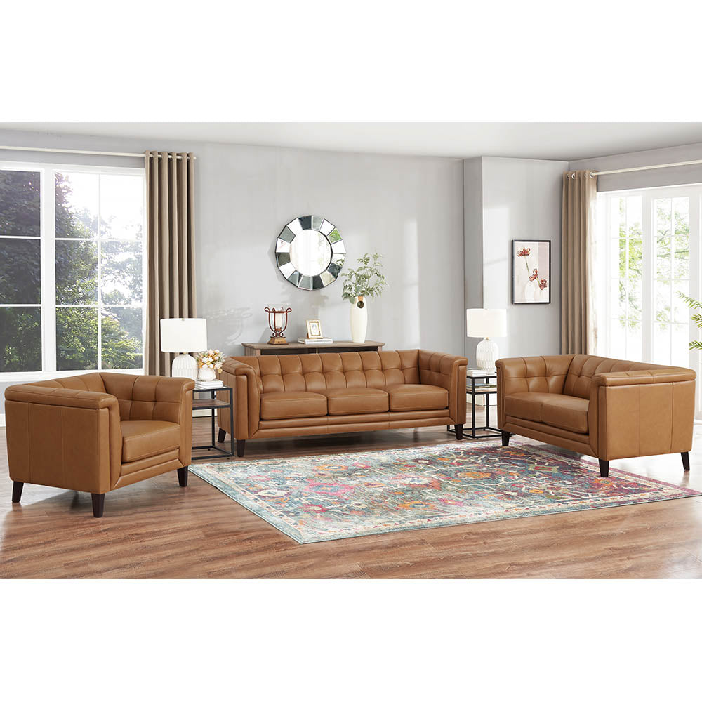Arvo Leather Chair Cognac Down Filling Genuine Leather