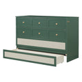 Queen Murphy Bed With Large Drawers,Green Queen Green Plywood