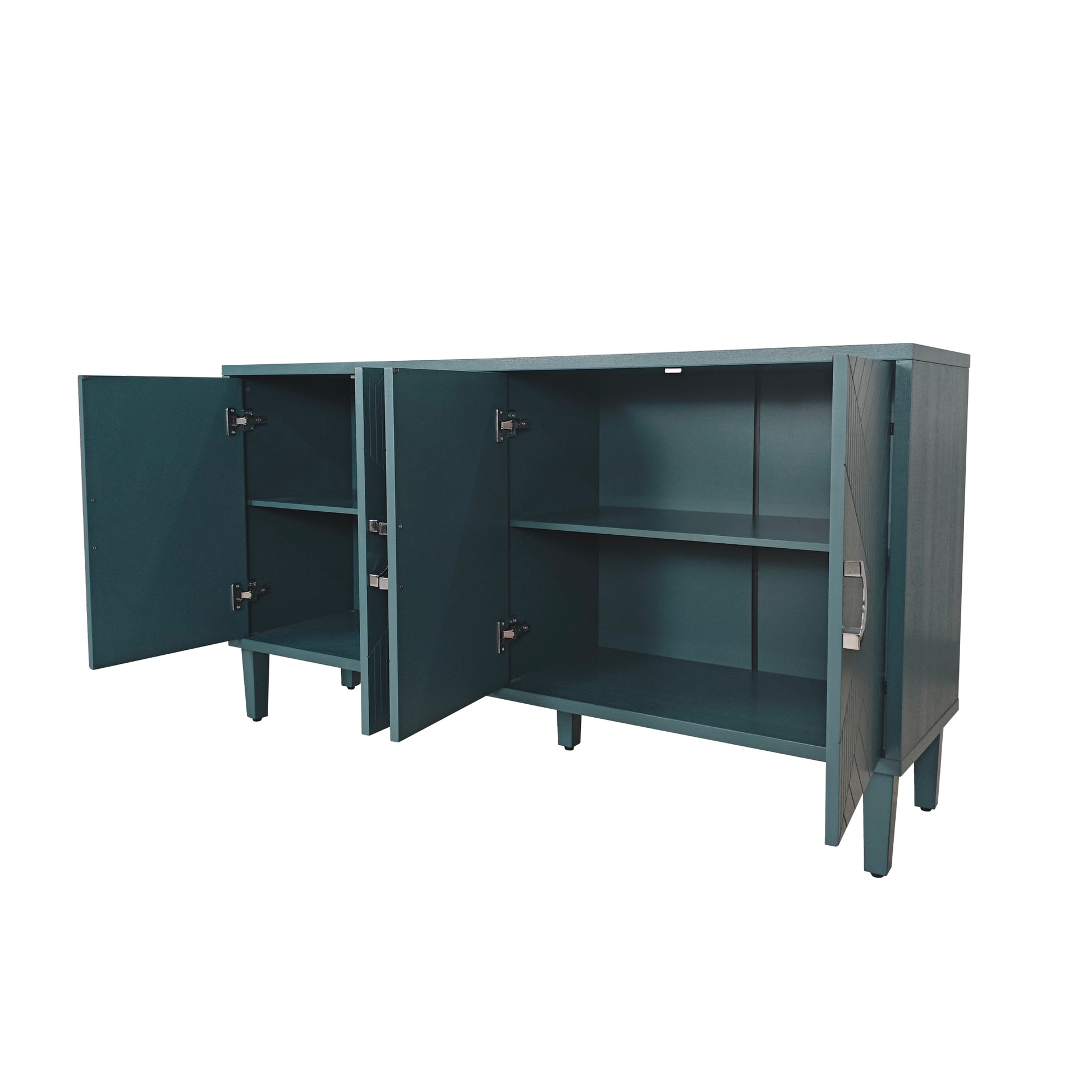 Stylish And Functional 4 Door Storage Cabinet With Pine Legs And Mdf, For Living Room Bedroom,And Kitchen, Olive Green, Forest Green, Blue Olive Green Mdf