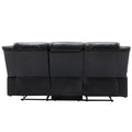 3 Seater Home Theater Recliner Manual Recliner Chair With A Led Light Strip Two Built In Cup Holders For Living Room,Bedroom, Black Black Foam Pu