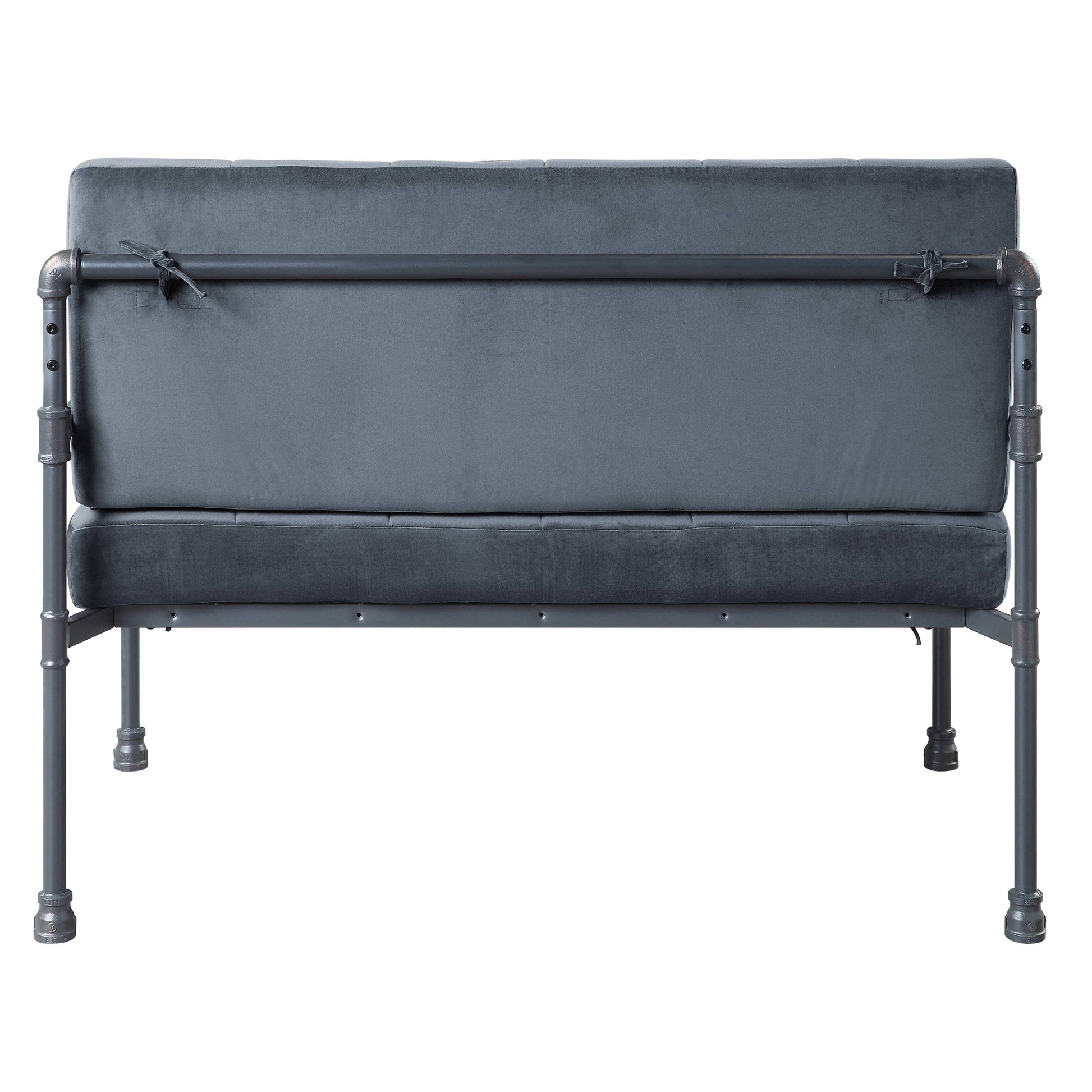 Grey And Sandy Grey Loveseat With Loose Back Grey Velvet Metal Primary Living Space Tufted Back Fabric Metal