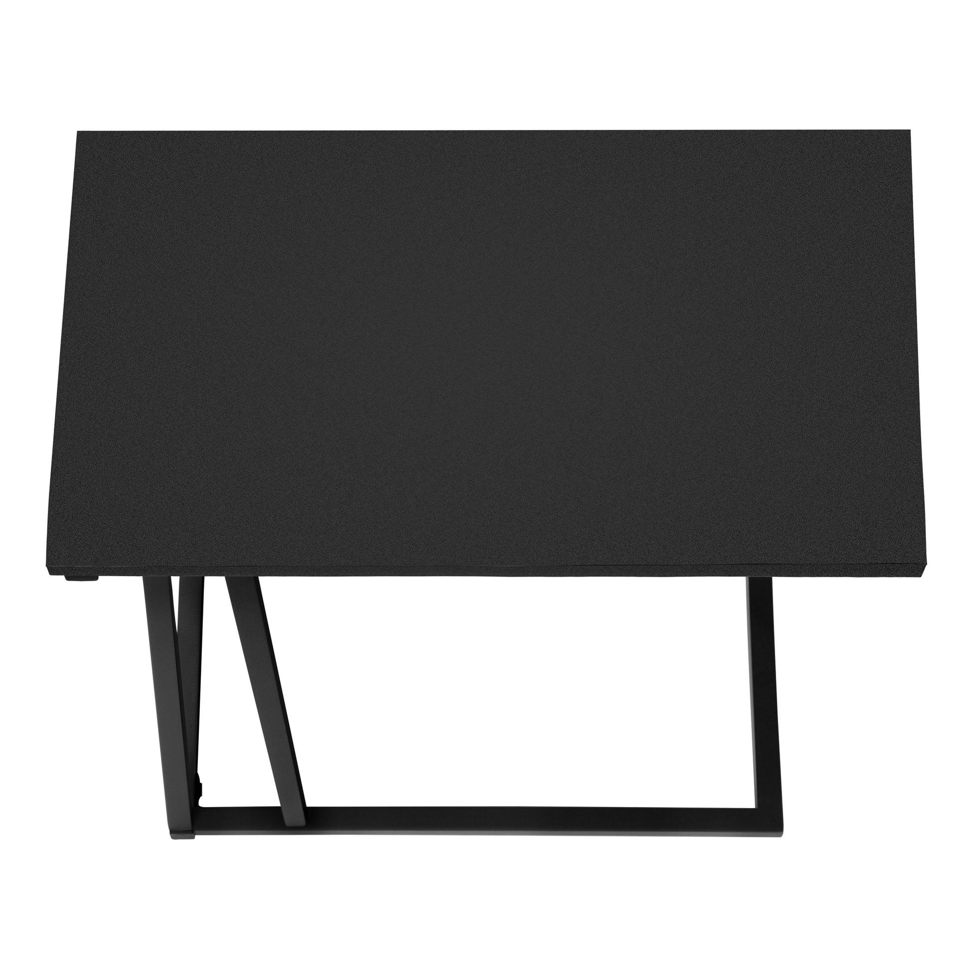 Accent Table, C Shaped, End, Side, Snack, Living Room, Bedroom, Black Laminate, Black Metal, Contemporary, Modern Black Mdf