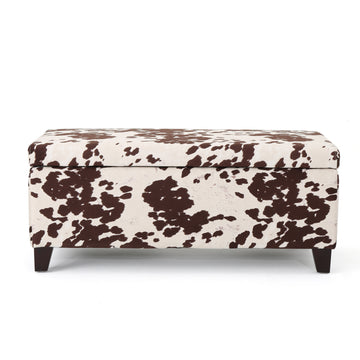 Storage Ottoman Brown Multi Fabric