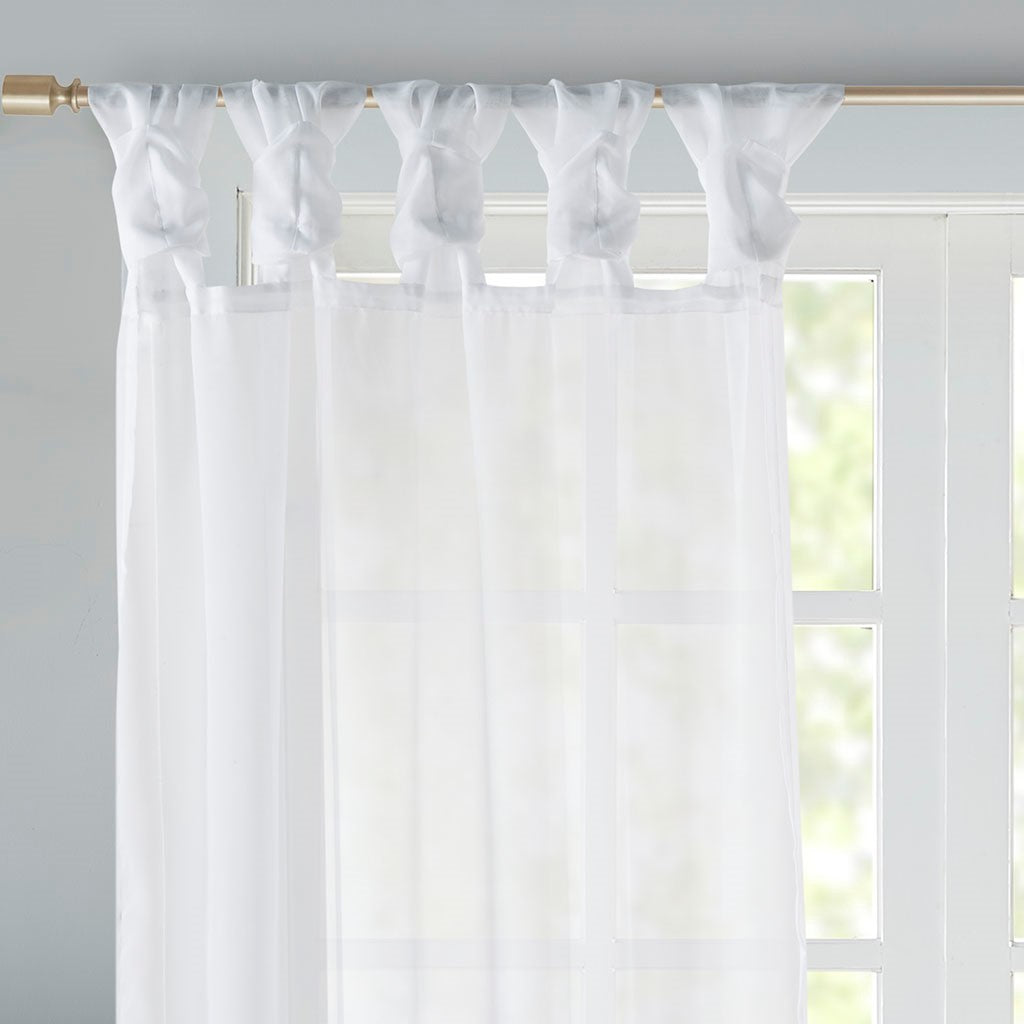 Twist Tab Voile Sheer Window Pair White Polyester