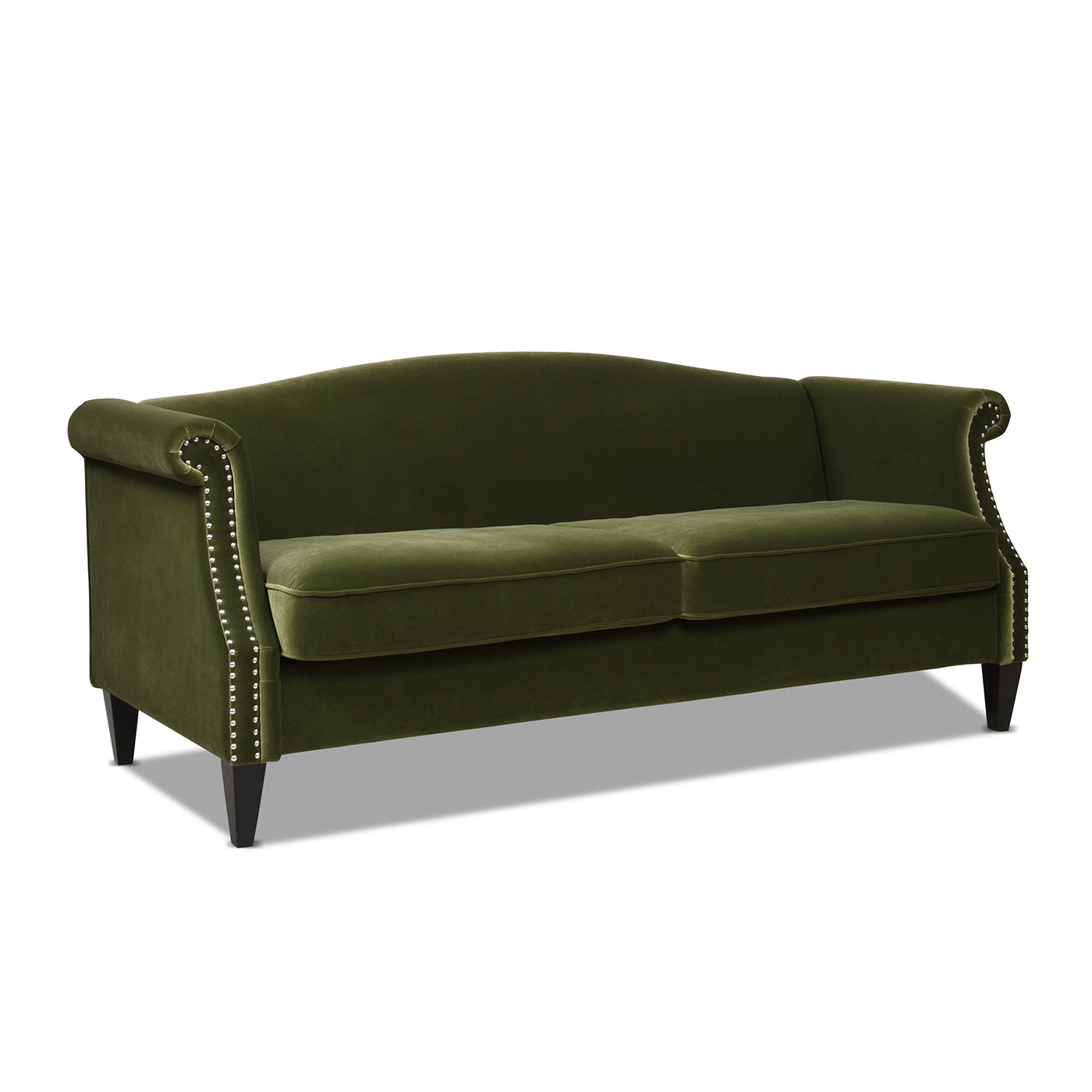 Elaine 77" Camel Back Small Space Sofa, Olive Green Performance Velvet Olive Green Foam Velvet 3 Seat