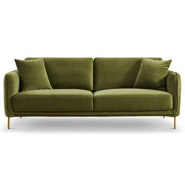 Danton Olive Green Velvet Sofa Gold,Light Green,Olive Green Velvet Metal Primary Living Space Metal,Velvet 3 Seat