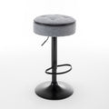 Round Storage Bar Stool Set Of 2, Grey Linen Height Adjustable Barstool, 360 Counter Height Swivel Stool, Armless Bar Chair With Metal Frame For Kitchen Counter Dining Living Room Grey Set Of 2 Foam Linen