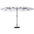 Outsunny Patio Umbrella 15' Steel Rectangular Outdoor Double Sided Market With Base, Sun Protection & Easy Crank For Deck Pool Patio, Beige Beige Steel