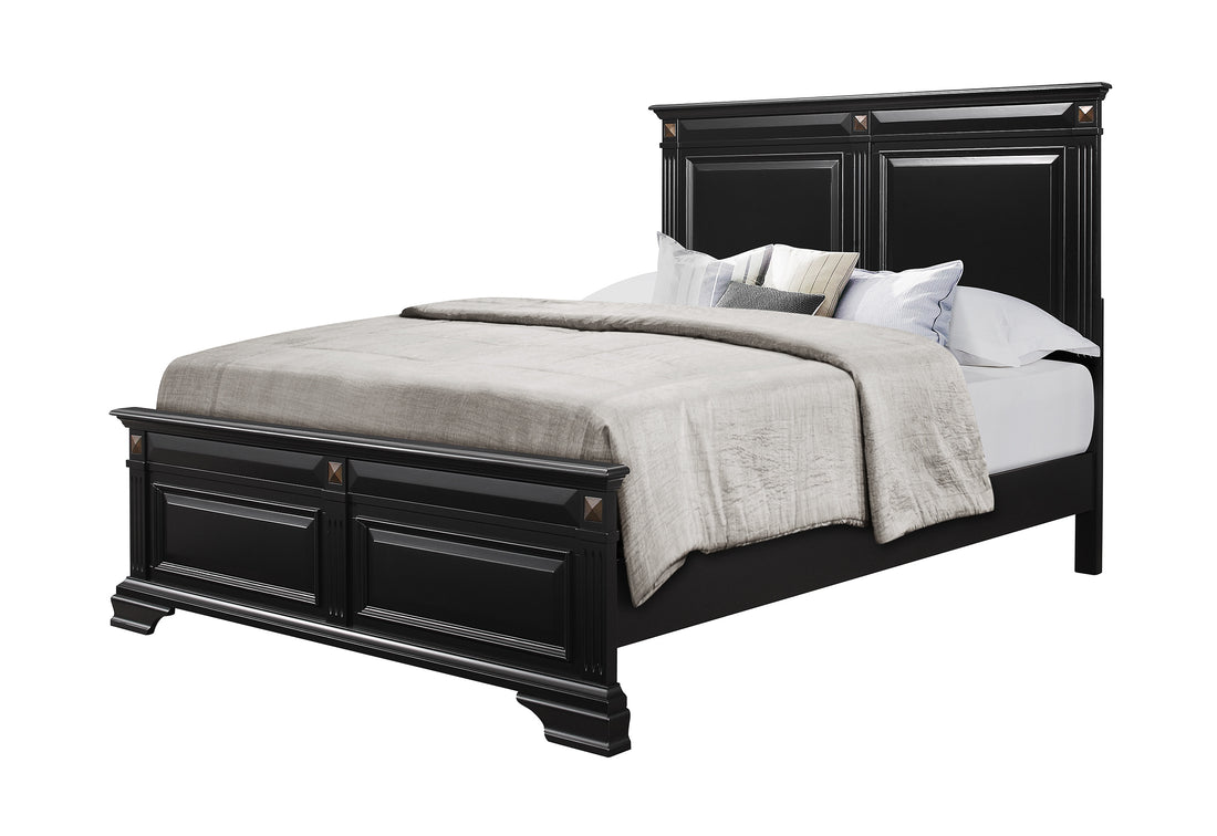 Rex King Bed Black Solid Wood Mdf